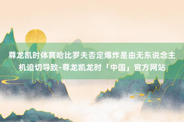 尊龙凯时体育　　哈比罗夫否定爆炸是由无东说念主机迫切导致-尊龙凯龙时「中国」官方网站