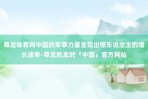 尊龙体育网中国的军事力量呈现出惊东说念主的增长速率-尊龙凯龙时「中国」官方网站